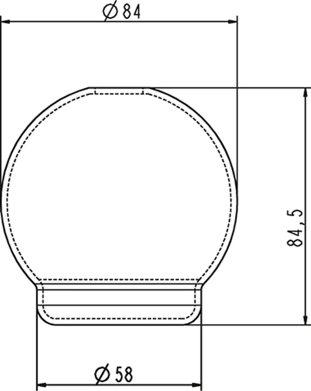 Weißes, rundes Ersatzglas mit einem Durchmesser von 84 mm, geeignet für einen Lotionspender der Marke Ideal Standard. Klare, einfache Form ohne Verzierungen.